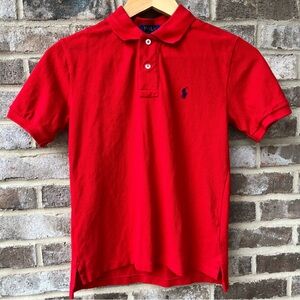Polo Ralph Lauren True Red Classic Polo Shirt Navy Pony Logo Size Medium 10/12